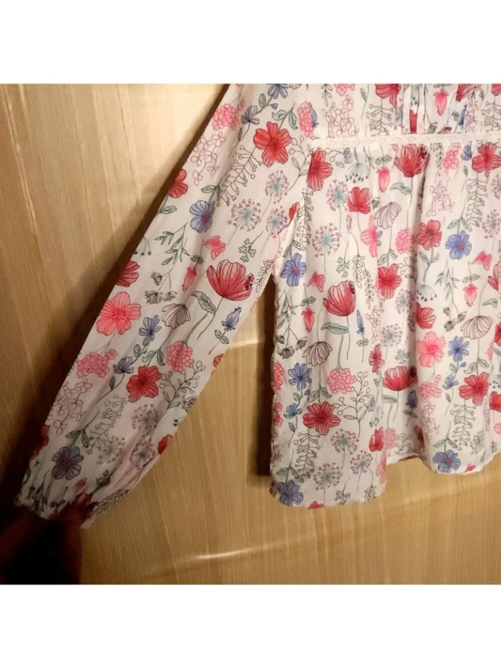 Osh Kosh B'gosh Girls White Floral Long Sleeve Gauzy Blouse 5T